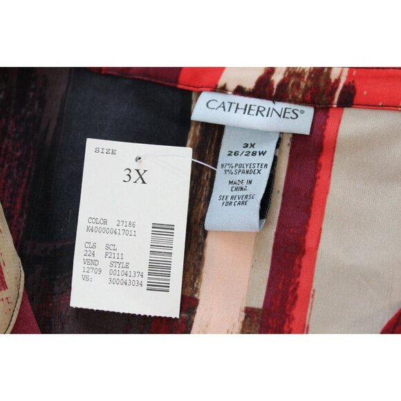 NWT Catherines Blouse Size 3X 26W 28W Abstract Button Front Stretch Career Boho - Picture 15 of 15